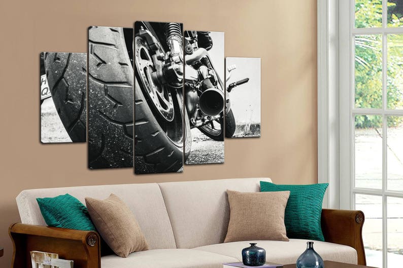 Motorcycle Large Art Gray Print Black And White Art Tire Print tire Poster Birthday Gift For Him Contemporary Art Print Office Decor