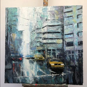 Abstract Tokio Cityscape Paintings Canvas Paintings Original Frame Painting Creative Painting Unique Wall Art STREETS OF TOKYO 32x32 image 5