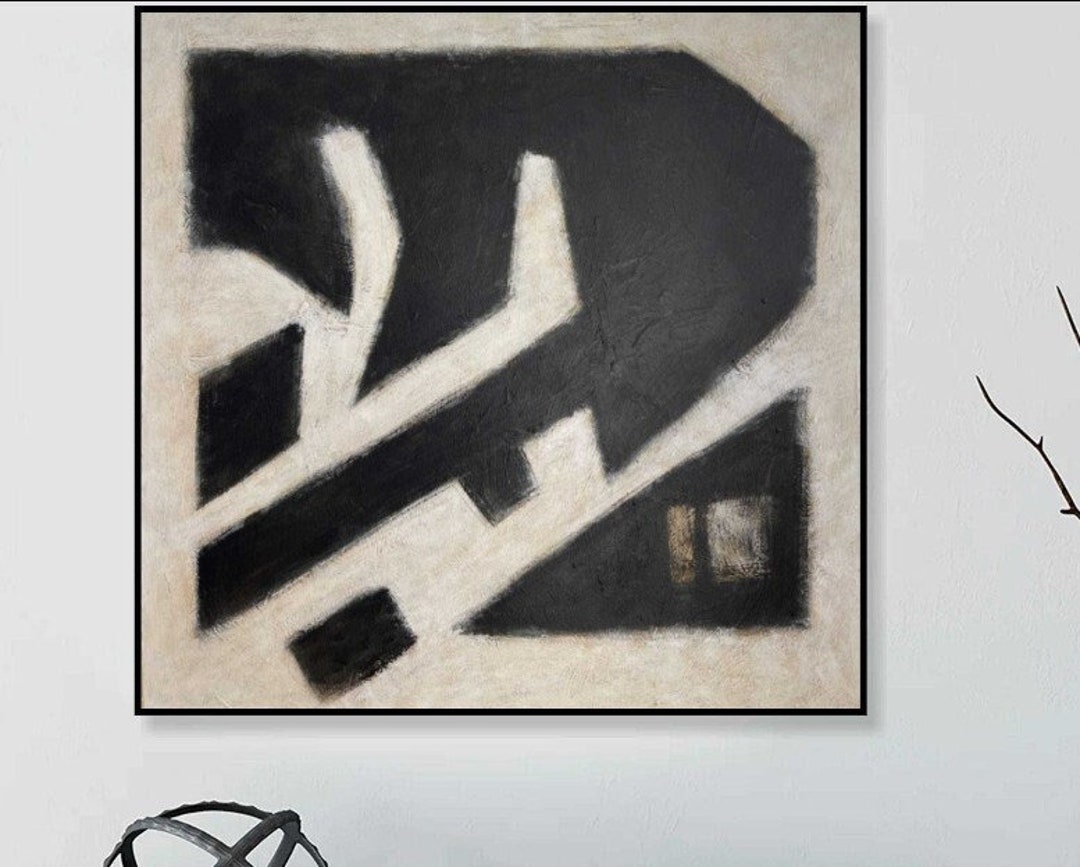 Photo inspiration: Picture Idea: Abstract Black And White Paintings On Canvas Modern Textured Geometric