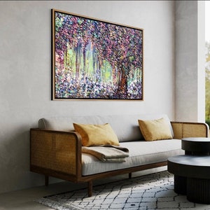 Abstract Colorful Tree Paintings on Canvas Bright Nature Art Textured Artwork Modern Art Canvas Frame Painting AUTUMN LEAF FALL 31.5x45.6 image 4