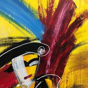 Abstract Bull and Matador PAinting On Canvas Yellow Art Bullfight Painting Unique Wall Art Corrida Wall Art SPANISH MOTIVES 72x72 imagem 2