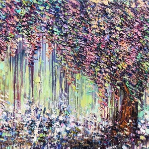 Pinturas abstractas de árboles coloridos sobre lienzo Arte de la naturaleza brillante Arte texturizado Arte moderno Lienzo Marco Pintura/OTOÑO HOJA OTOÑO 31.5 x 45.6 imagen 7