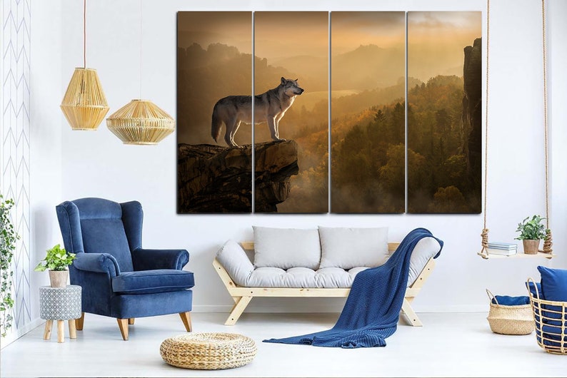 Large Landscape Print Wolf Poster Animal Print On Canvas Contemporary Art Modern Wall Art Home Decor Nature Photo Wild Animal Original Print