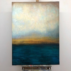 Abstract Blue And Grey Seascape Oil Art On Canvas Sunset Art Handmade Painting Home Decor Contemporary Art WATERSCAPE 40x30 image 10