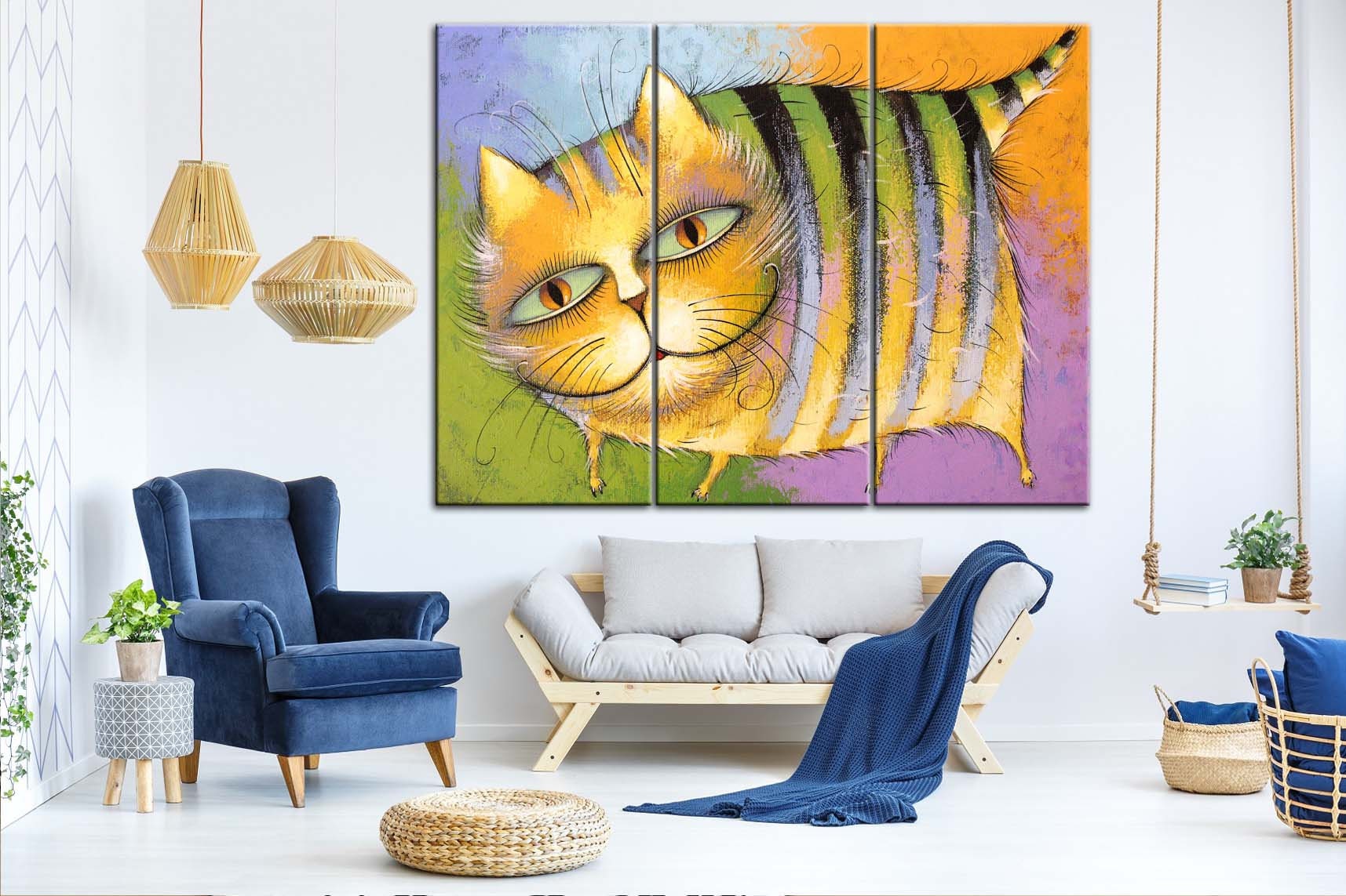 Large Cat Print On Canvas Cat Wall Art Cat Print Cat Animal Etsy