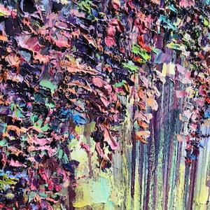 Pinturas abstractas de árboles coloridos sobre lienzo Arte de la naturaleza brillante Arte texturizado Arte moderno Lienzo Marco Pintura/OTOÑO HOJA OTOÑO 31.5 x 45.6 imagen 2