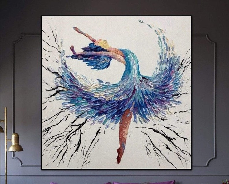 Dancing Balerina Oil Painting Corful Art Impasto Style Ballet Art On Canvas Modern Painting Acrylic Frame Painting BALLERINA AIDANA 32x32 image 1