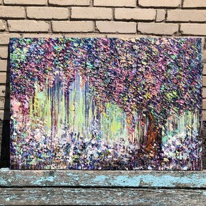 Pinturas abstractas de árboles coloridos sobre lienzo Arte de la naturaleza brillante Arte texturizado Arte moderno Lienzo Marco Pintura/OTOÑO HOJA OTOÑO 31.5 x 45.6 imagen 5