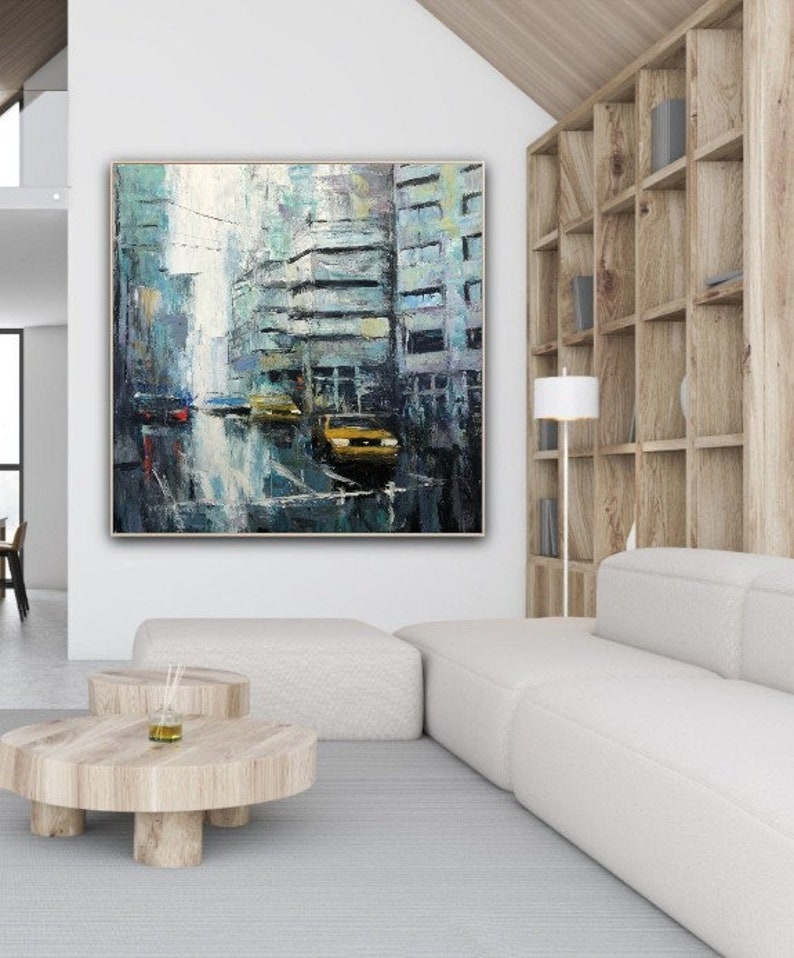 Abstract Tokio Cityscape Paintings Canvas Paintings Original Frame Painting Creative Painting Unique Wall Art STREETS OF TOKYO 32x32 image 3