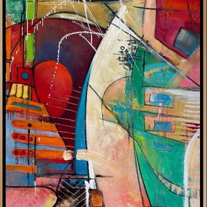 Colorful Abstracr City Painting On Canvas Cityscape Hand Painted Art Unique Painting Contemporary Art ABSTRACT DIMENSION 60x46 image 9
