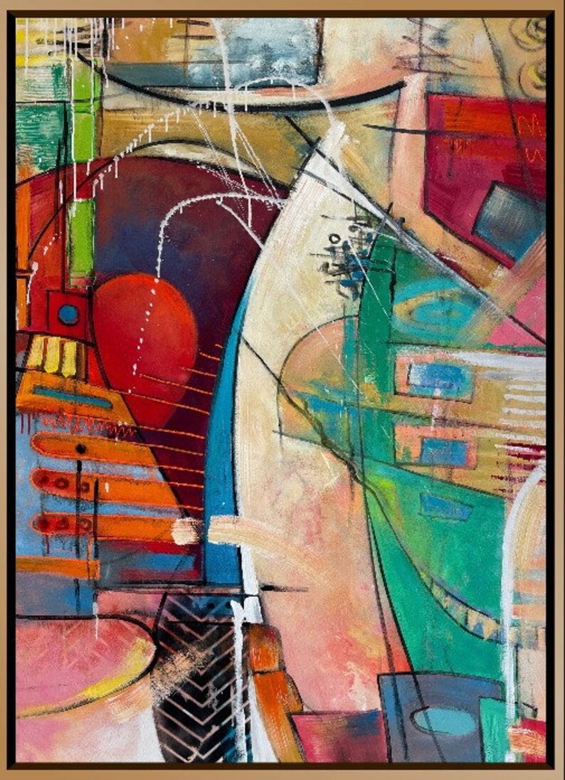 Colorful Abstracr City Painting On Canvas Cityscape Hand Painted Art Unique Painting Contemporary Art ABSTRACT DIMENSION 60x46 image 9