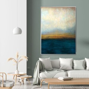 Abstract Blue And Grey Seascape Oil Art On Canvas Sunset Art Handmade Painting Home Decor Contemporary Art WATERSCAPE 40x30 image 4