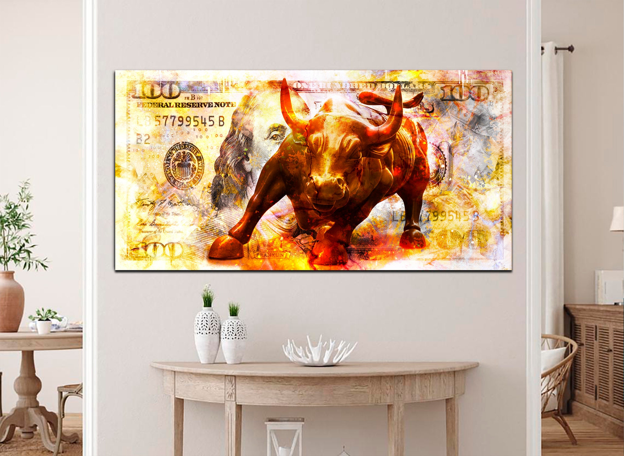 Charging Bull Wall Art Canvas Print Stock Market Wall Art 100 Etsy