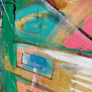 Pintura colorida de la ciudad de Abstracr sobre lienzo Paisaje urbano Arte pintado a mano Pintura única Arte contemporáneo / DIMENSIÓN ABSTRACTA 60 x46 imagen 5
