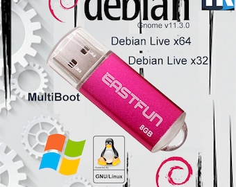Debian Gnome Live Desktop Live x32 and x64 on MultiBoot EASTFUN 8gb Flash Drive