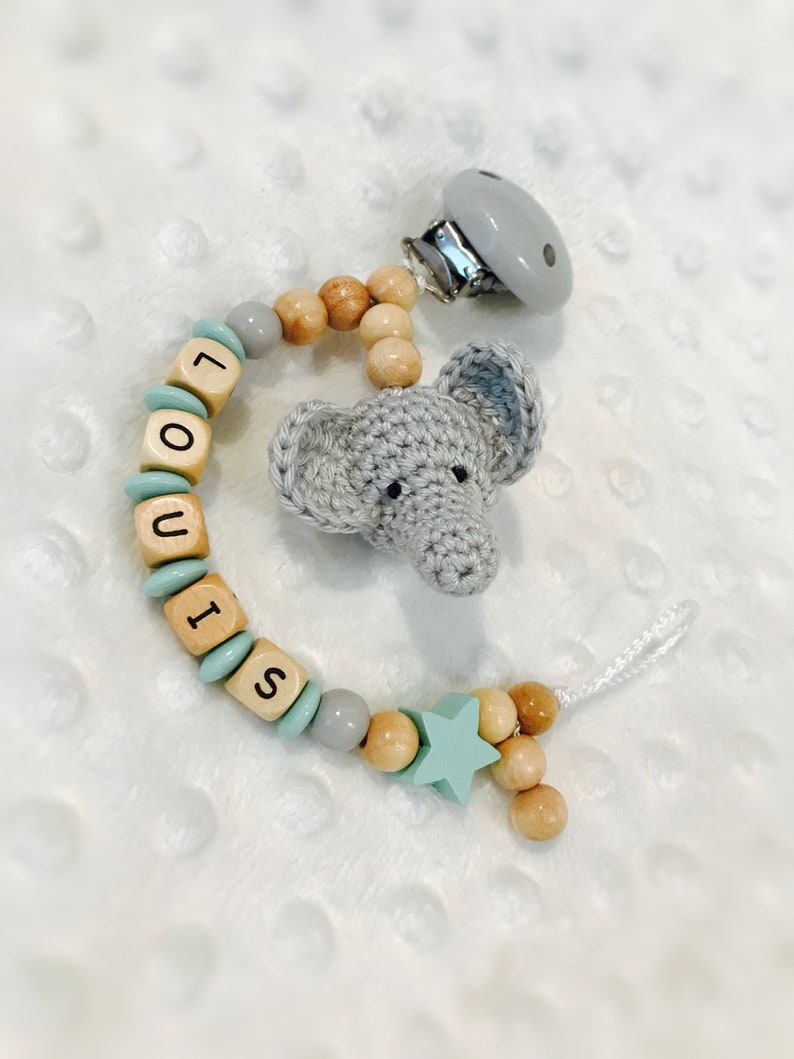 Dummy-elephant mint with name crochet