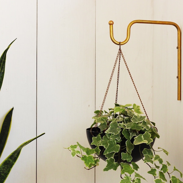 Planter Hanger, Minimalist Plant bracket, Brass Wall hook, Boho hanging plant hooks, wall rack, Wall decor