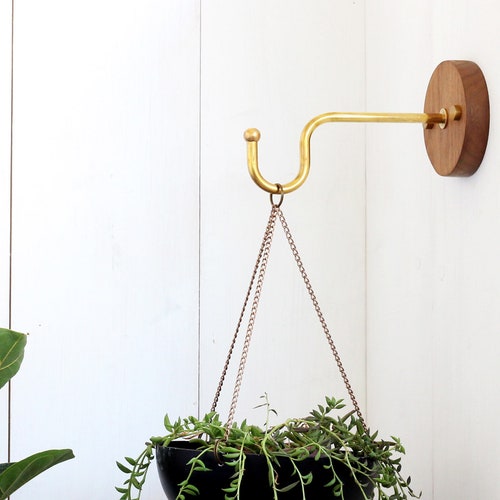 Wall Hook for Hanging Planter Indoor or Outdoor. Solid Brass Etsy