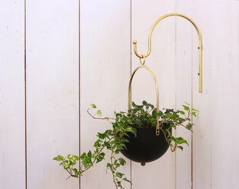 Brass Plant Hanger, Minimalist Plant bracket, Brass Wall hook, Boho hanging plant hooks, wall rack