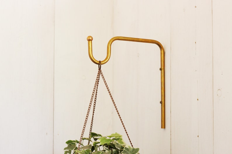 Planter Hanger Minimalist Plant bracket Brass Wall hook Etsy