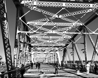 Steel Bridge Picture, Black and White, Digital Download