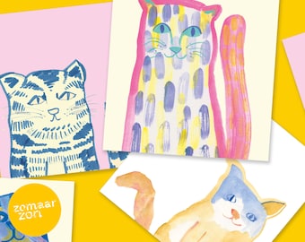 Postcards - &quot;Cat days&quot; - 8 illustrated cards
