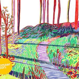 Carte postale - « Forêt perdue » illustration crayon coloré comme carte comprenant l’enveloppe