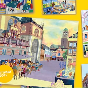 Postales - "Terrazas Zwolse" 10 piezas Terrazas Zwolle atmosféricas como postales ilustradas