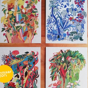 Postcards - "Jardin Marocain" 8 illustrated, garden inspired cards recycled paper