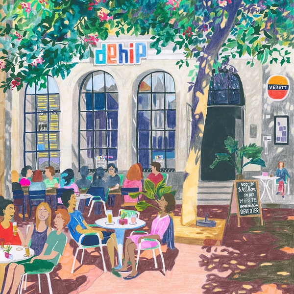 Art Print - café De Hip on the Brink in Deventer A4/A3/40x60cm/60x90cm