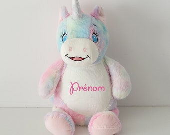 Peluche brodée - licorne pastel personnalisée avec prénom par AttachesAndPerles