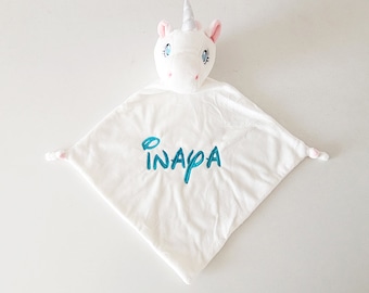 Doudou licorne blanche personnalisable