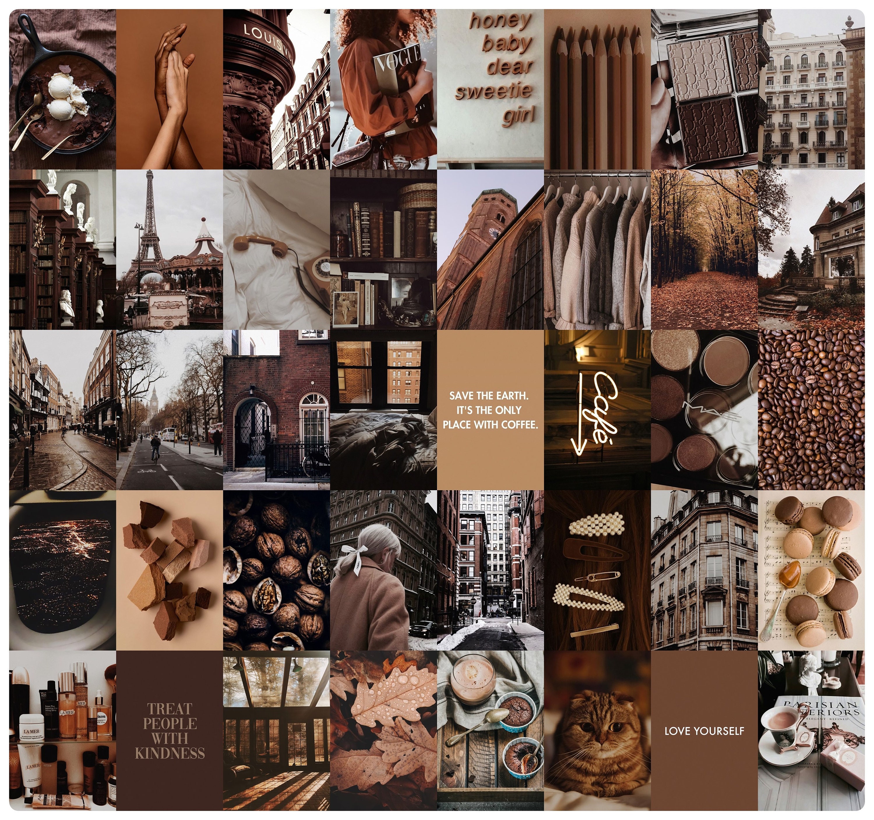 Brown Wall Collage Kit 40 Pcs Mocha Decorative Aesthetic picture picture