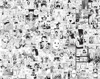 aesthetic wall decor  minimalist anime posters, b&w vintage collage, manga  panels, vines & more 