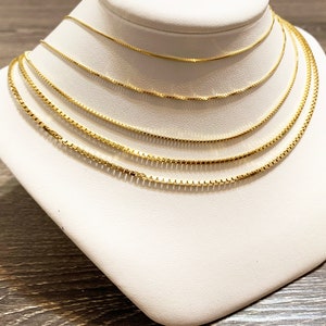 10k solid yellow gold box chain up to 28&quot;inch,unique timeless classic sturdy shiny stylish thick timeless solid gold chain for men and women