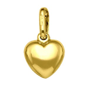 18k solid yellow/white gold puffed heart pendant(15mm/18mm/23mm)fancy classic stylish smooth finishing trendy solid gold heart pendant