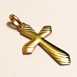 18k solid yellow/white gold(1.25&quot;inch)unique design cross, fancy stylish smooth finishing solid gold cross for men and women, fine jewelry