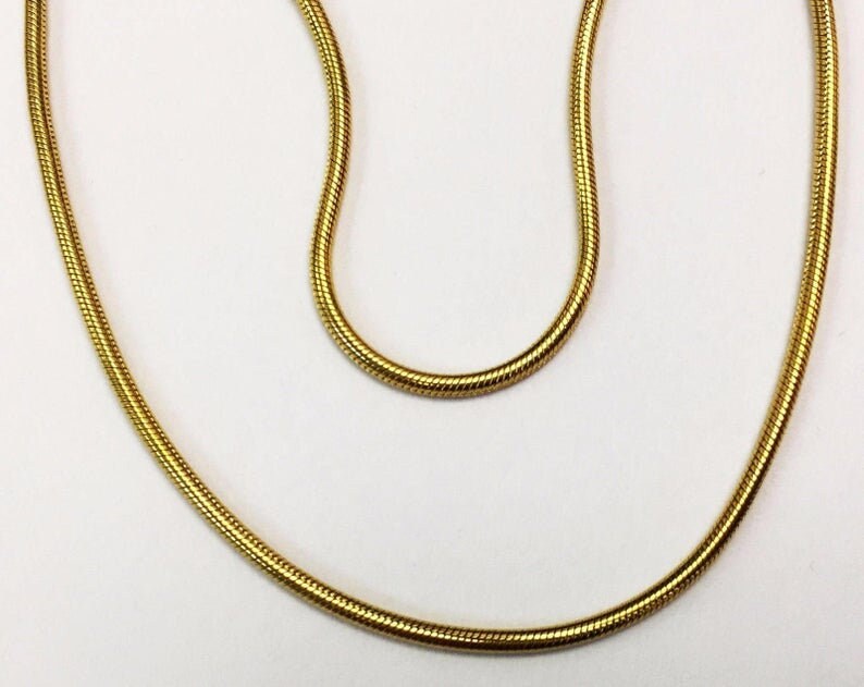 18k Solid Yellow/white Gold Snake Chain up to 24