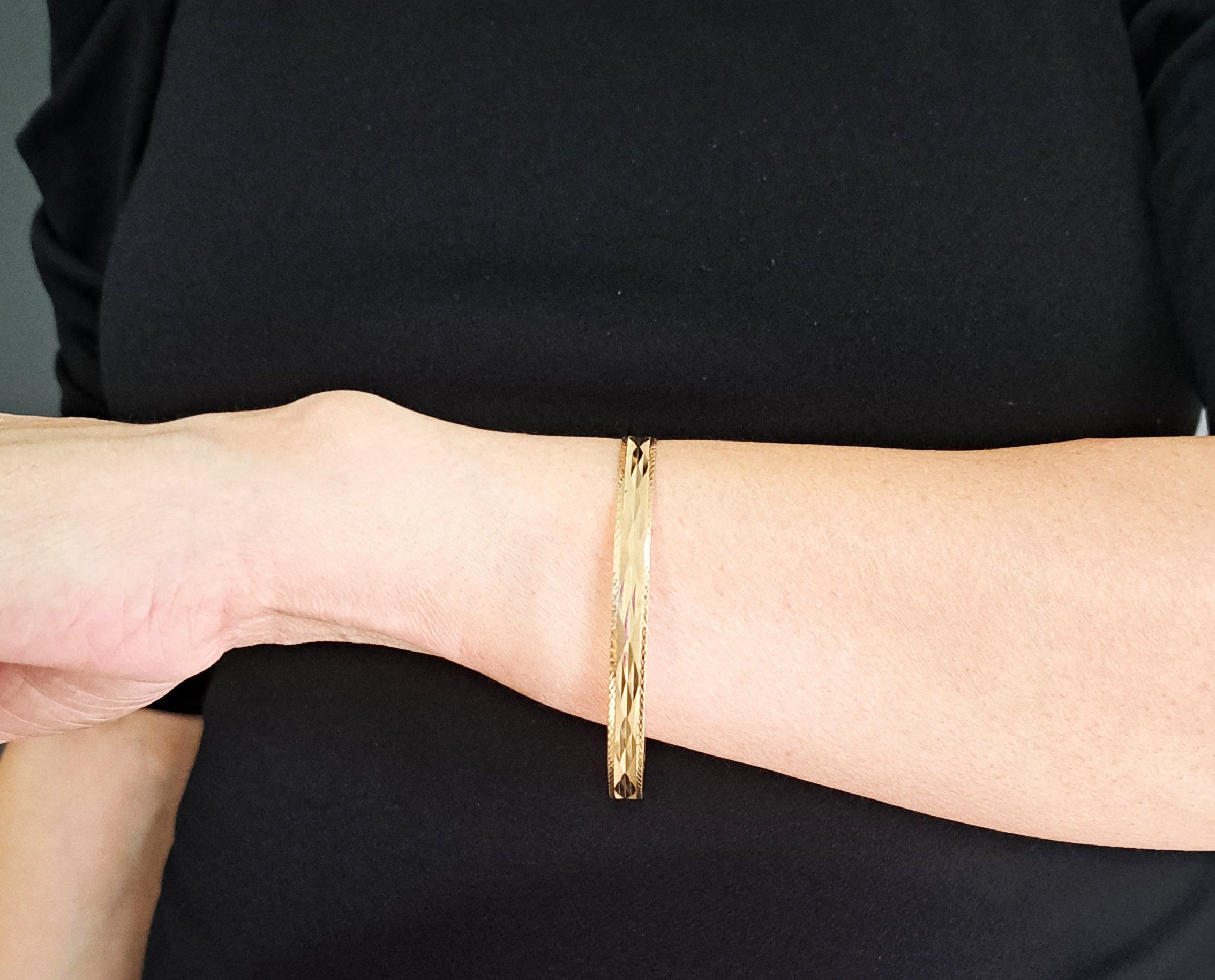 10k Solid Yellow/white Gold(6mm Thick)stackable Slip on