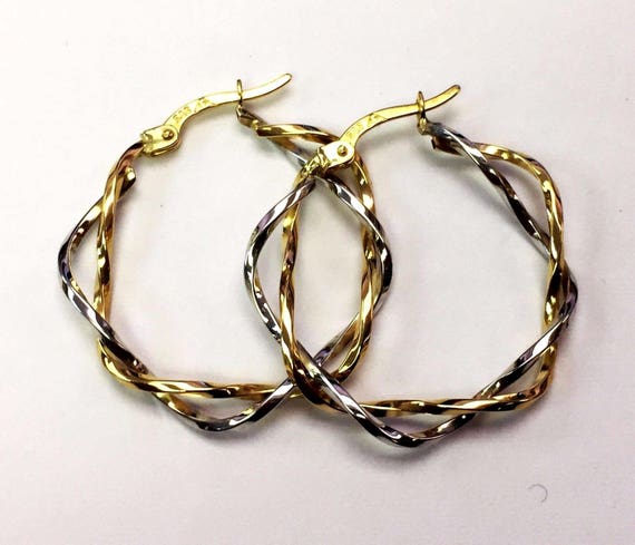 Orecchini a cerchio da donna a forma di corda intrecciata in ottone all'ingrosso