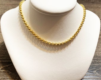 Collana Uomo In Oro Giallo 10k A Catena Rolo Cava - Larghezza 4,6 Mm, Peso 5,45 Gr, Chiusura Moschettone - 3