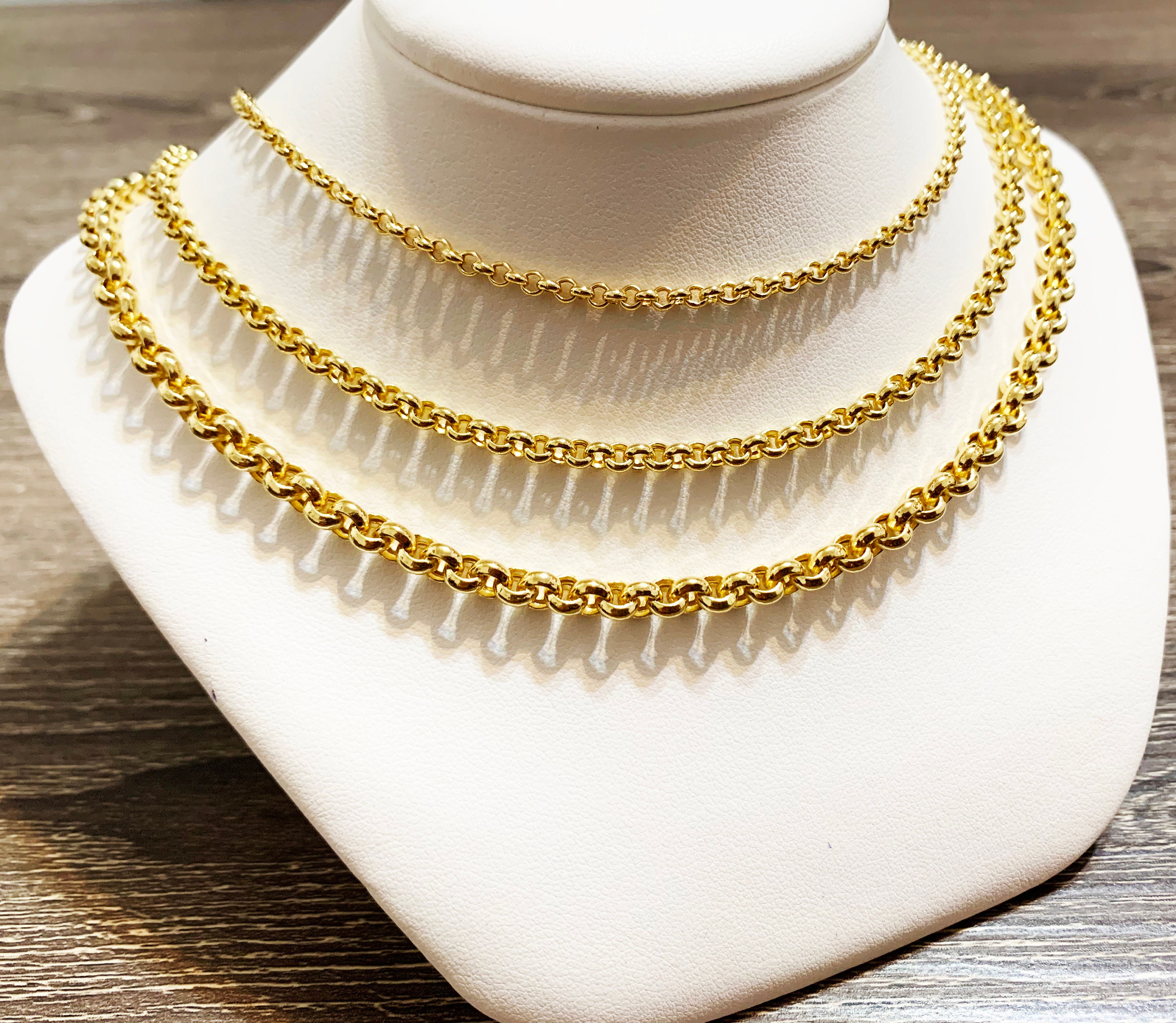Collana In Oro Giallo 10k Con Catena Ro Cava 4,6 Mm - Vera Oro 10 Carati, Chiusura A Moschettone, 5,45 Gr
