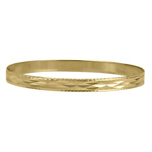 10k solid yellow/white gold(6mm thick)stackable slip on bangle/size7"/fancy fashion statement engraved thick solid gold bangle for women
