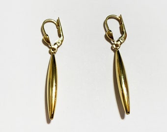 10k solid yellow gold(1.5"inch)long drop leverback dangling earrings, trendy classic long dangling earrings, fine jewelry gift for women