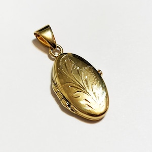 14k solides Gelb / Weißgold (1 &quot;Zoll) ovales Medaillon, ausgefallenes Kunstwerk stilvolles trendiges Blumenmedaillon aus massivem Gold für Männer und Frauen