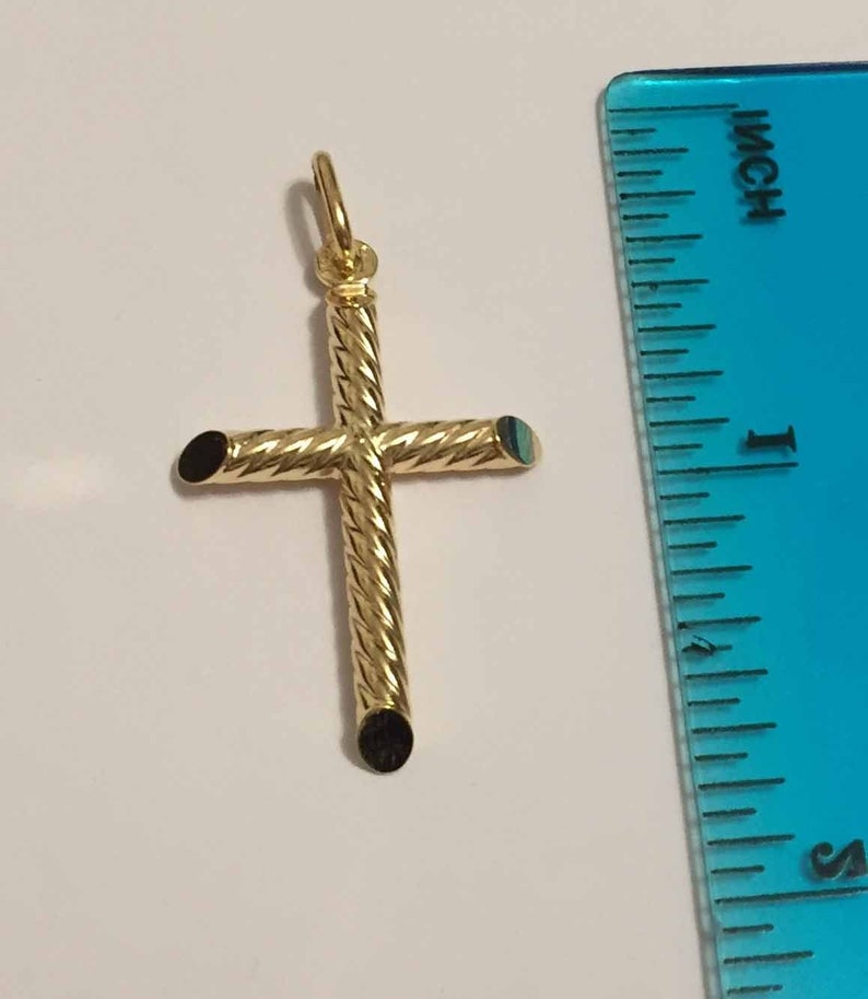 14k solid yellow gold 1.50inch swirly design cross