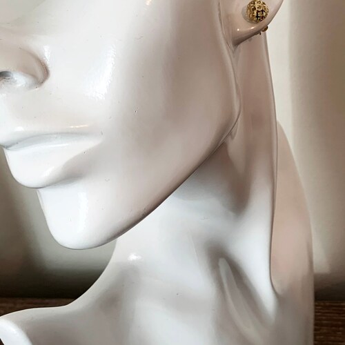 10k solid shops yellow gold filigree ball stud earrings(8mm/10mm)