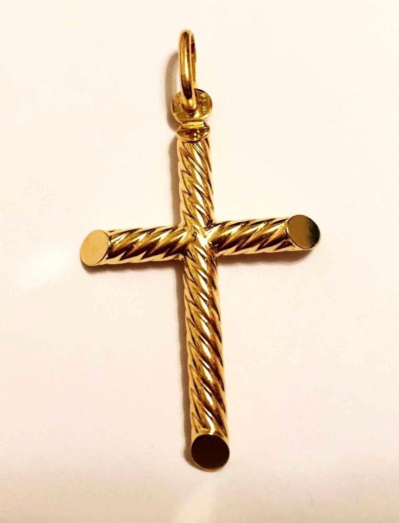 14k solid yellow gold 1.50inch swirly design cross