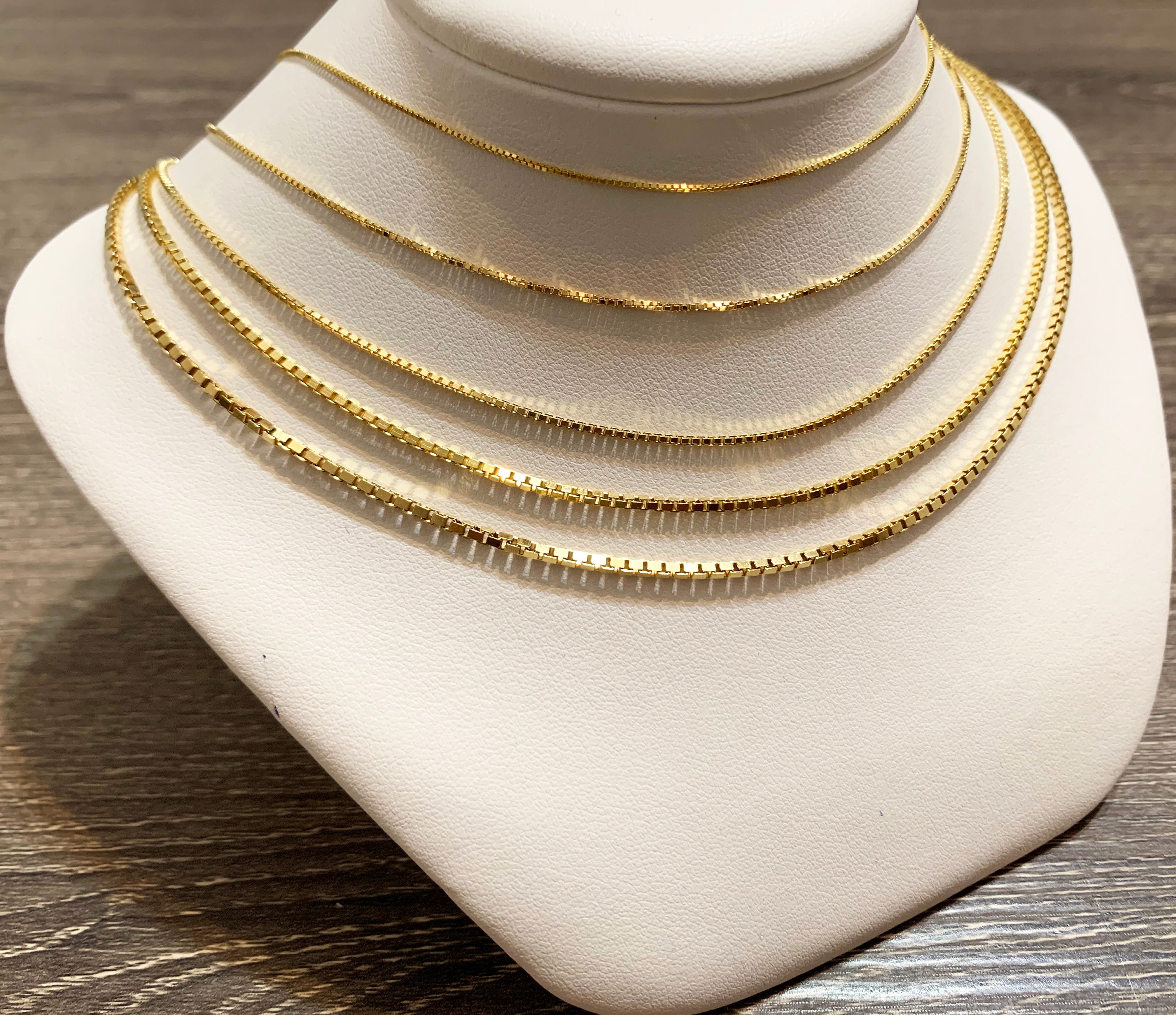 14k Solid Yellow Gold Box Chain up to 28