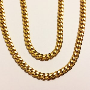 14k solid yellow gold(4mm)hollow curb chain up to 24&quot;inch/stylish work of art thick sturdy trendy classic solid gold chain for men and women